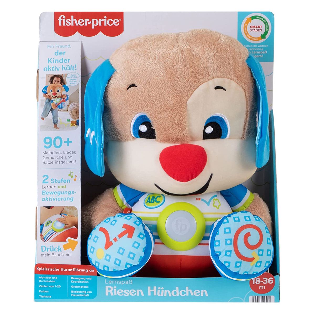Mattel - Fisher-Price- Plüschfigur mit Licht und Sound, 40cm, Lernspaß Riesen-Hündchen