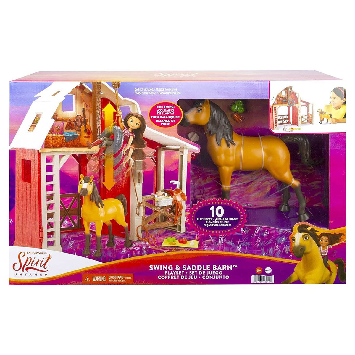 Mattel - DreamWorks - Spirit - Spielset, Pferd Spirit mit Zubehör, Pferdestall
