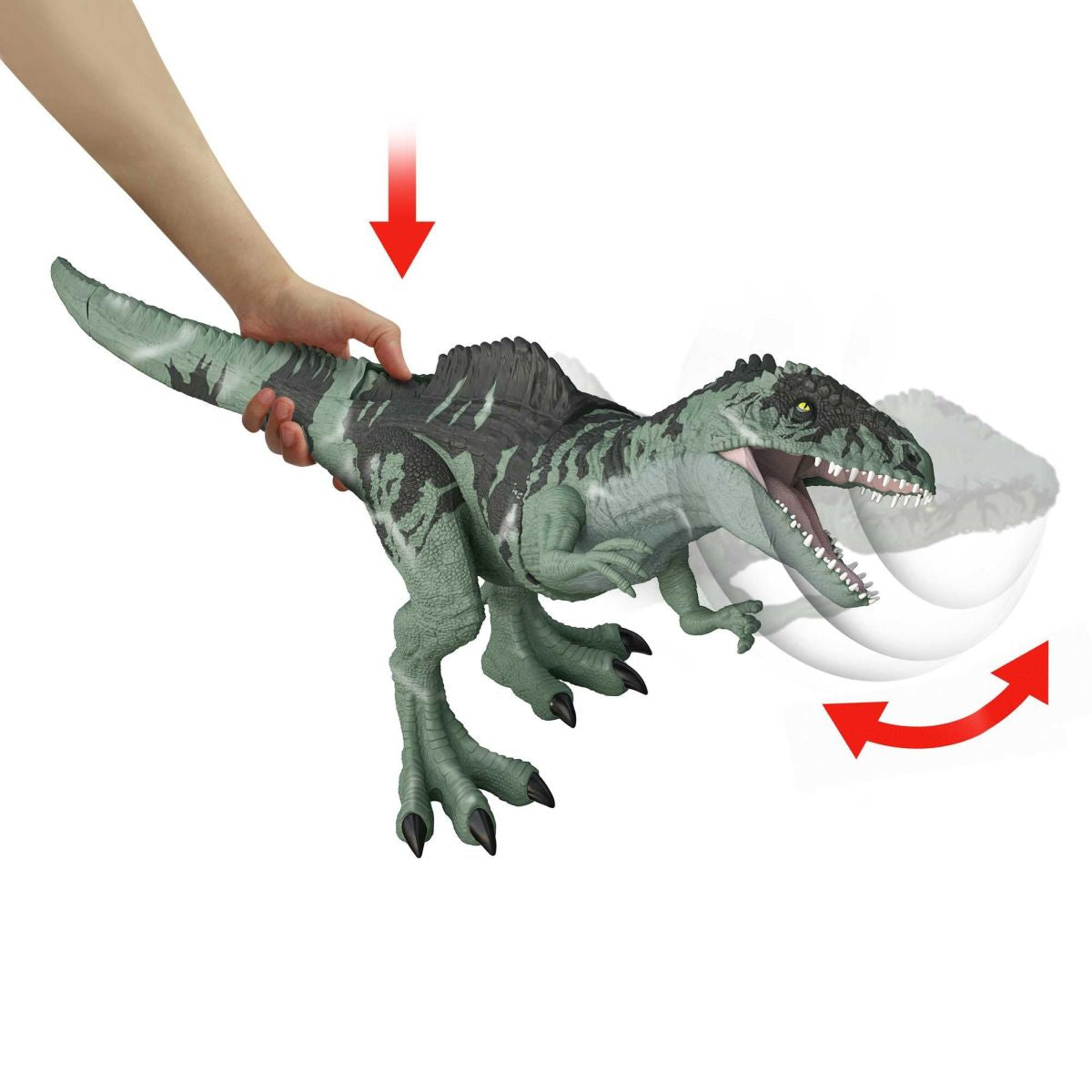 Mattel - GYW86 - Jurassic World - Strike N' Roar - Giganotosaurus mit Brüllgeräuschen, ca. 54 cm