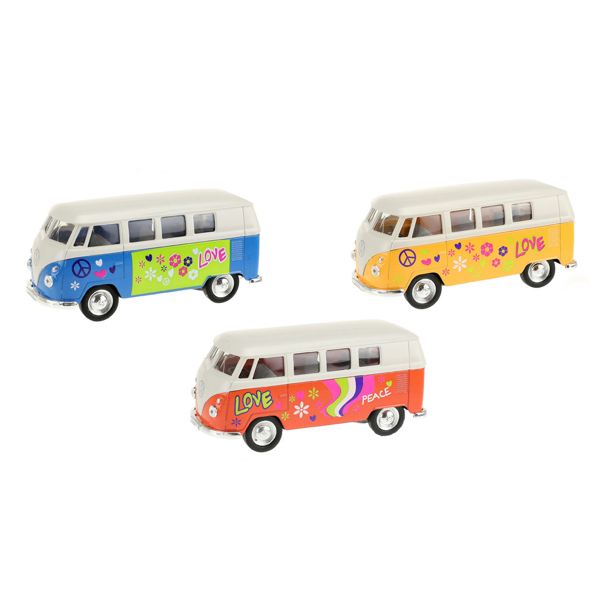 Welly - 21551Z - Volkswagen - 1963 VW Flower Bus, Die-Cast, Pull Back, 1:32, Spielzeugauto
