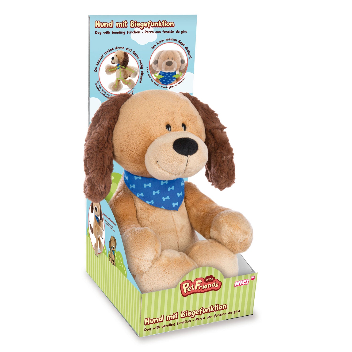 Nici - N48183 - Kuscheltier Hund Barky mit Biegefunktion, 30 cm