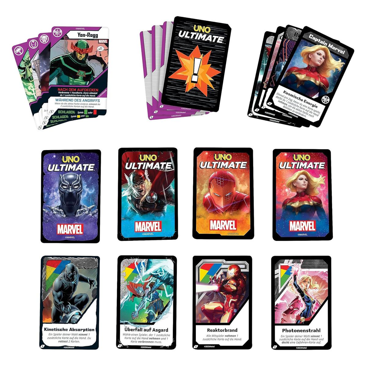 Mattel - UNO Ultimate - Marvel - Kartenspiel mit 4 Folienkarten, Spiel, Reisespiel