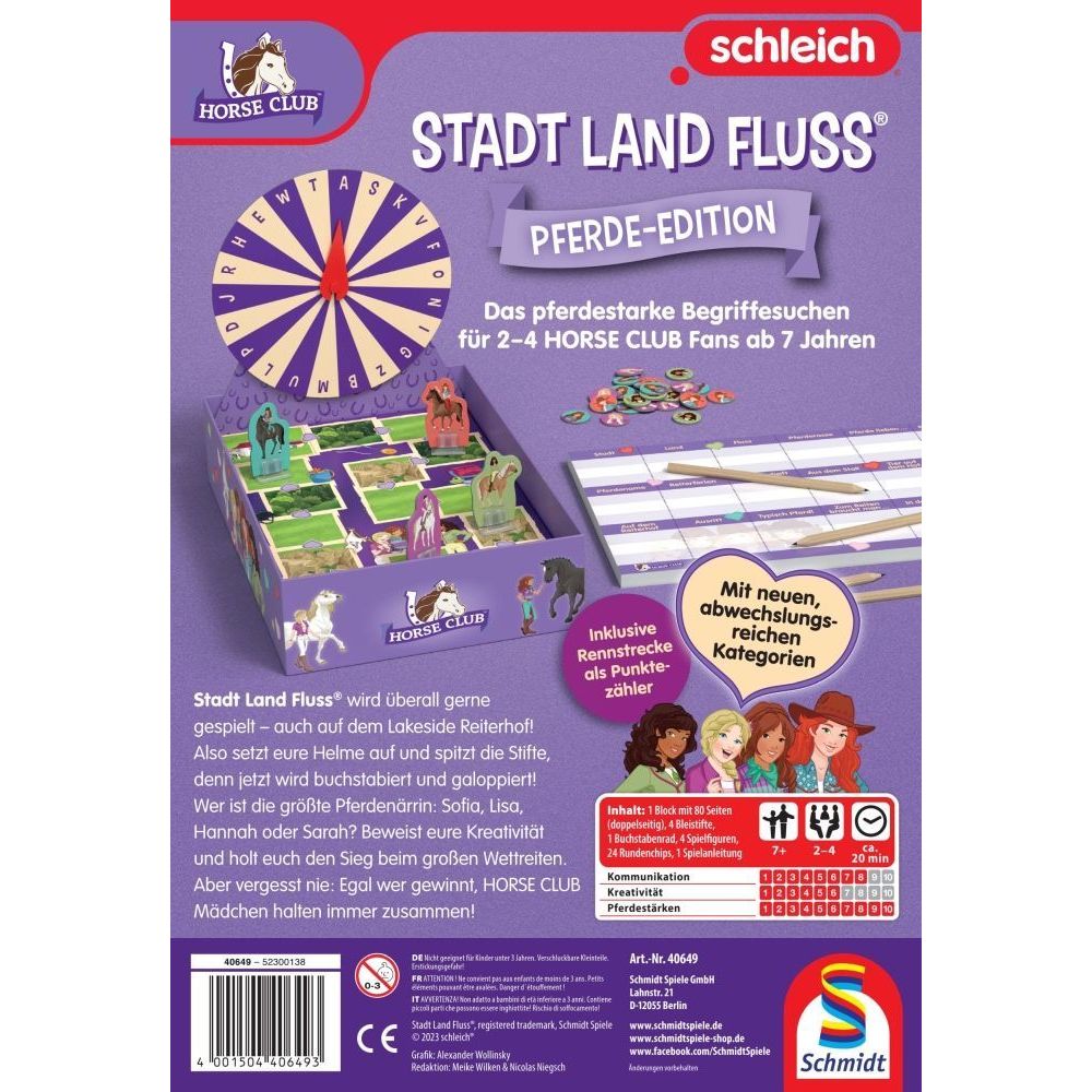 Schmidt - 40649 - Schleich - Horse Club - Spiel, Stadt Land Fluss®