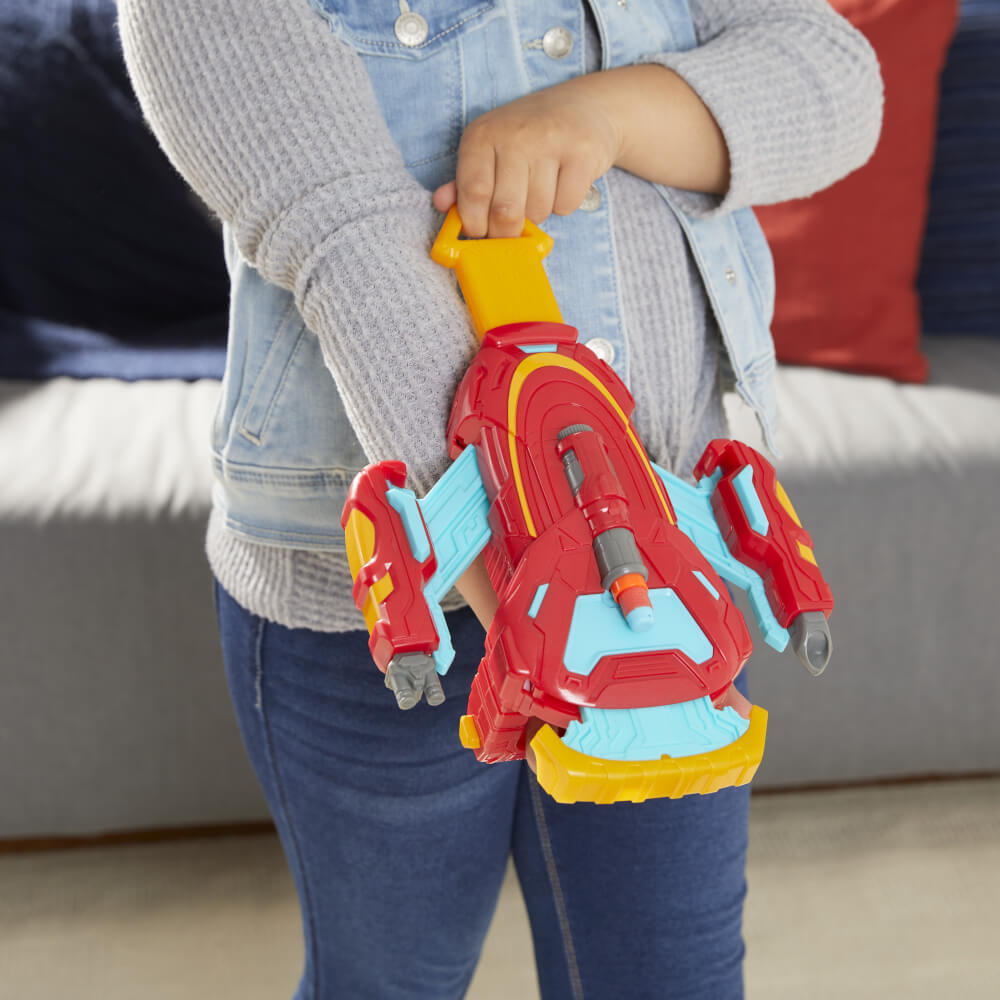 Hasbro - Marvel - Avengers Mech Strike Rollenspiel Iron Man Strikeshot, Handschuh, Superheld Spielzeug mit 3 NERF Projektilen