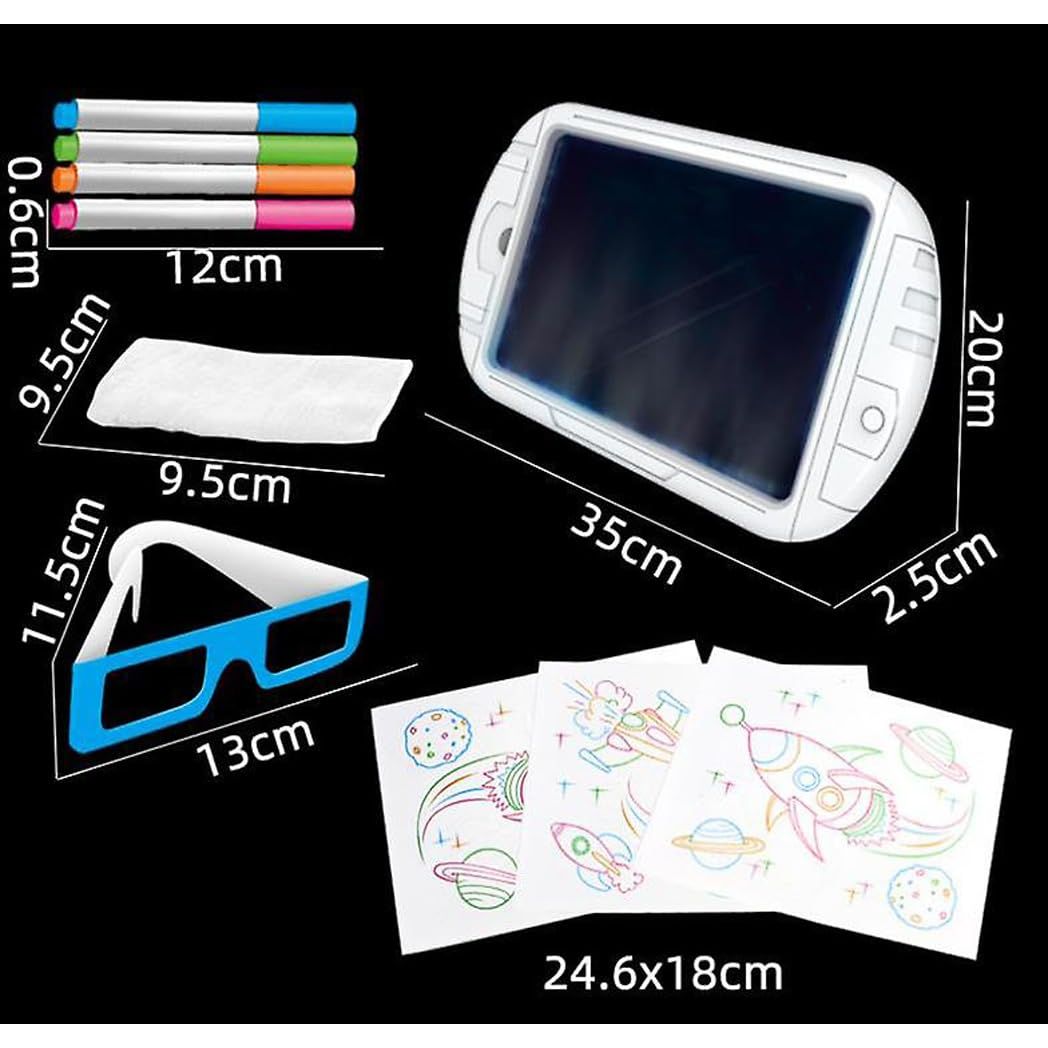 3D Mal Tablet mit 3D Brille und Neon Marker Stifte