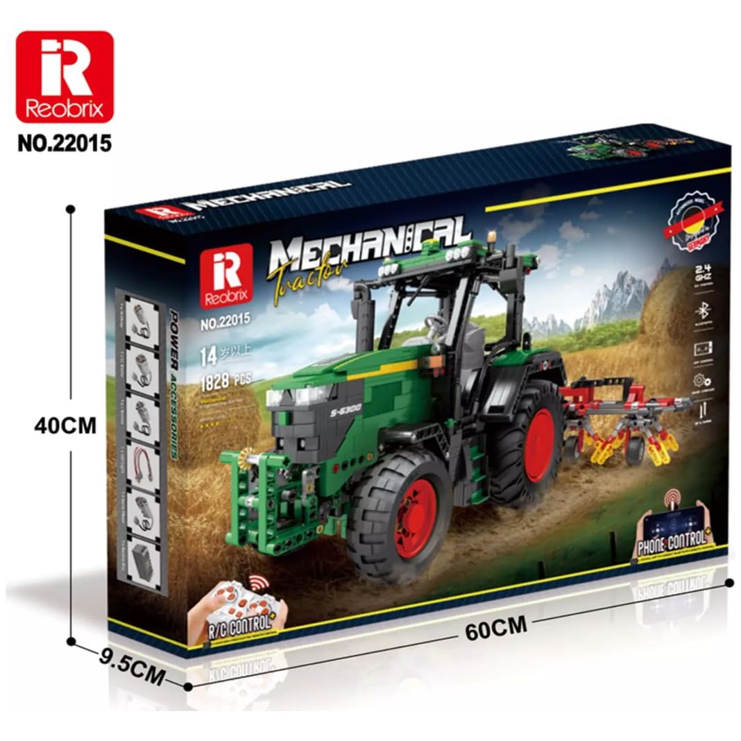 Reobrix 22015 - RC Technik Traktor Klemmbausteine Set mit 2,4 Ghz Power Funktions
