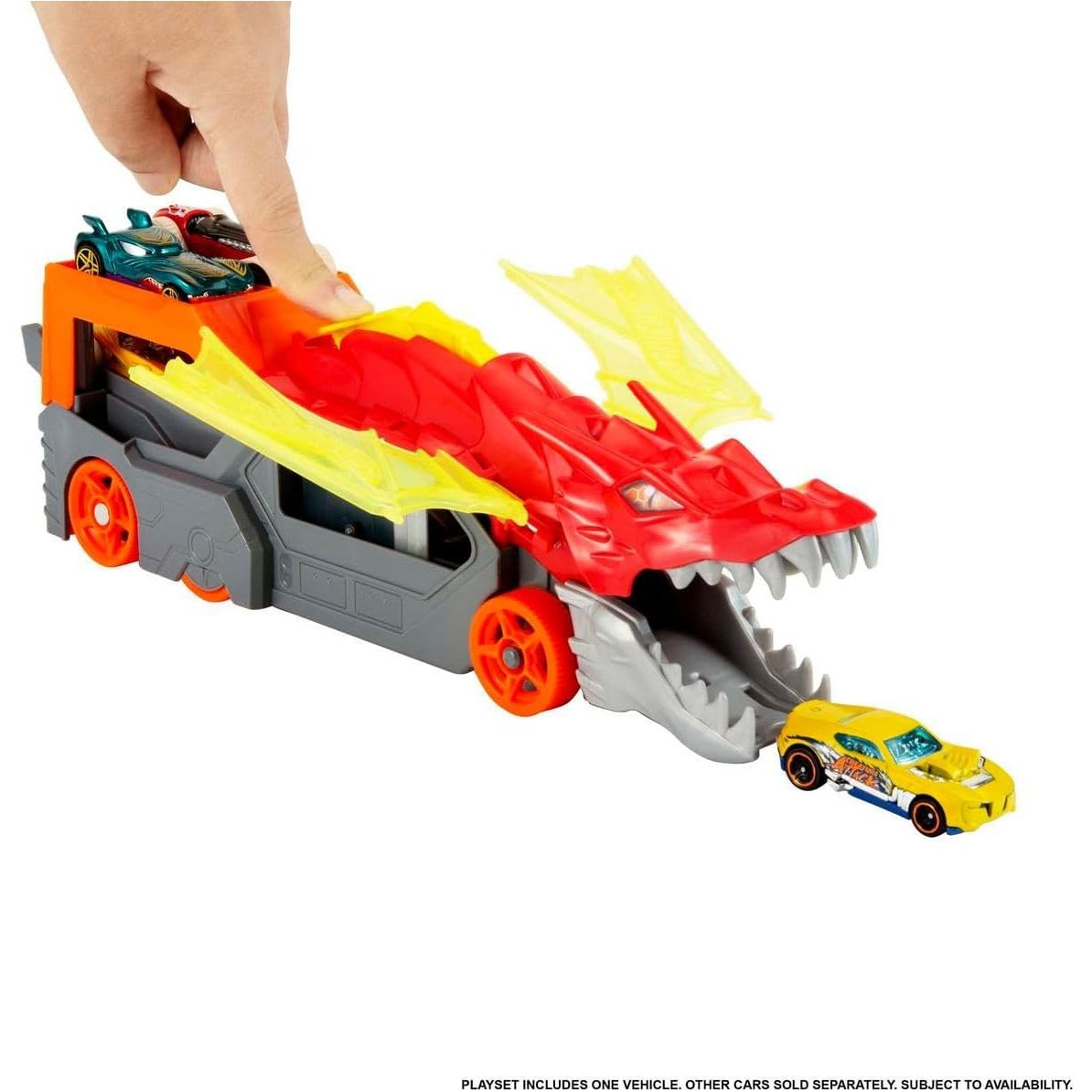 Mattel - GTK42 - Hot Wheels - City - Drachen Starter-Transporter mit einen Fahrzeug 1:64