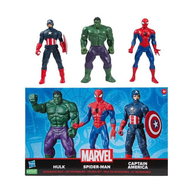 HASBRO - Marvel Actionfiguren - Hulk, Spider-Man, Captain America - Set 3er Pack ca 25 cm