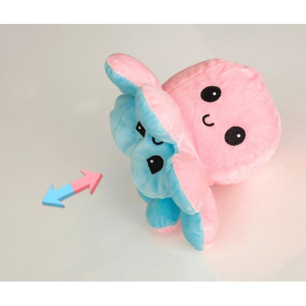 2 in 1 Plüsch Oktopus - rosa und blau, Kuscheltier