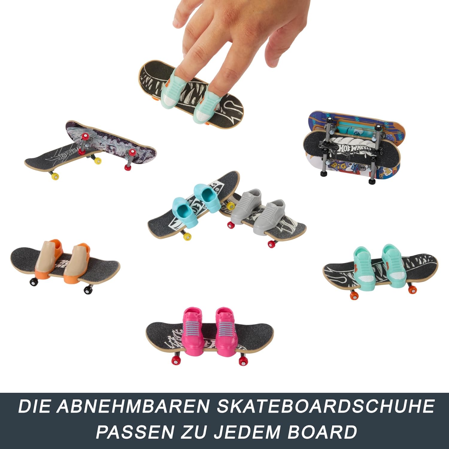 Mattel HTP59 - Hot Wheels - Skate-Fingerboards 10er-Pack, Finger-Skateboards