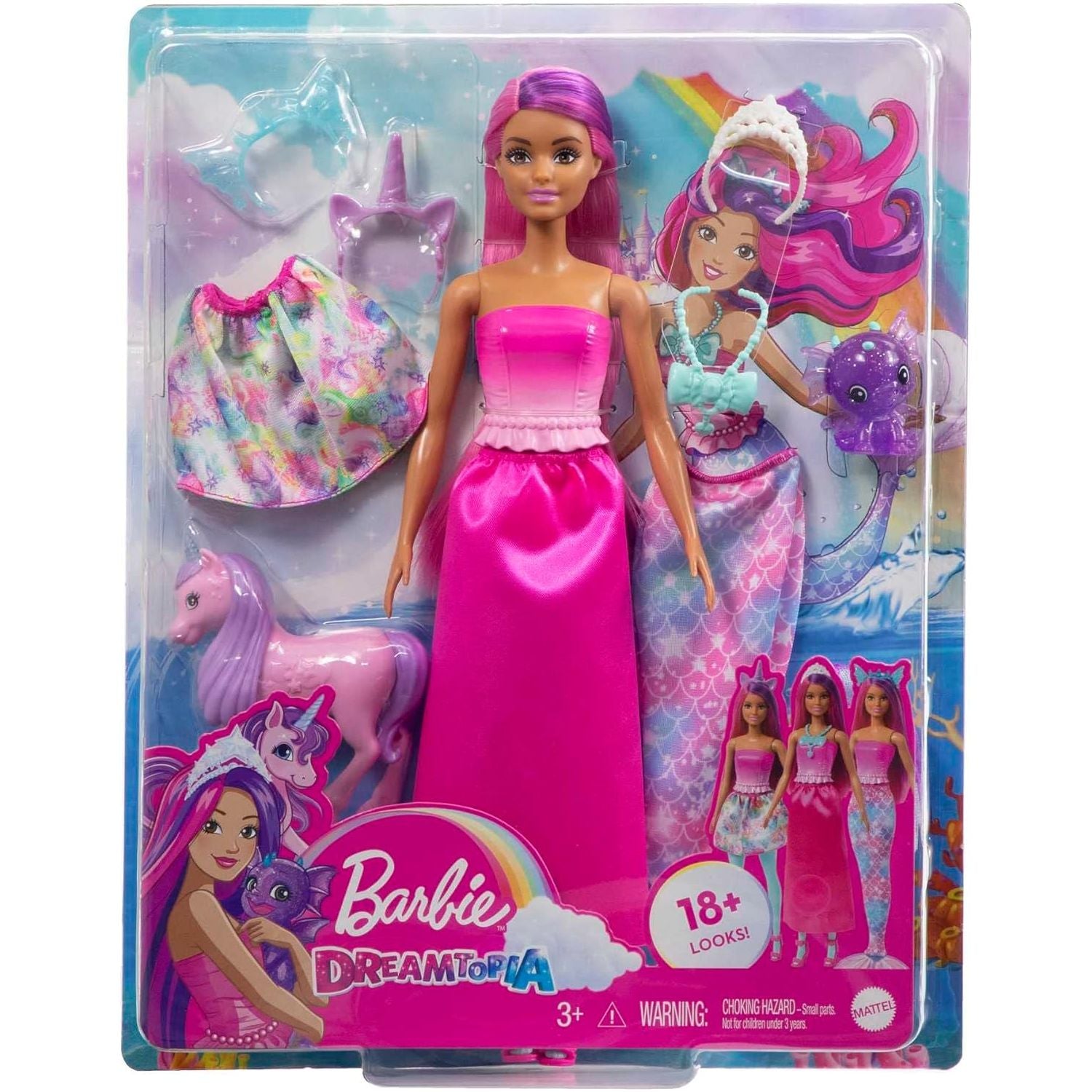 Mattel - HLC28 - Barbie Dreamtopia Puppe mit Meerjungfrauenschwanz und Baby-Einhorn