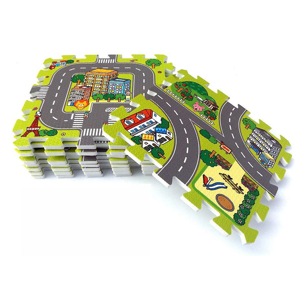 Stadt Puzzlematte, Schaumstoff Straßen Spielmatte, 9 tlg.