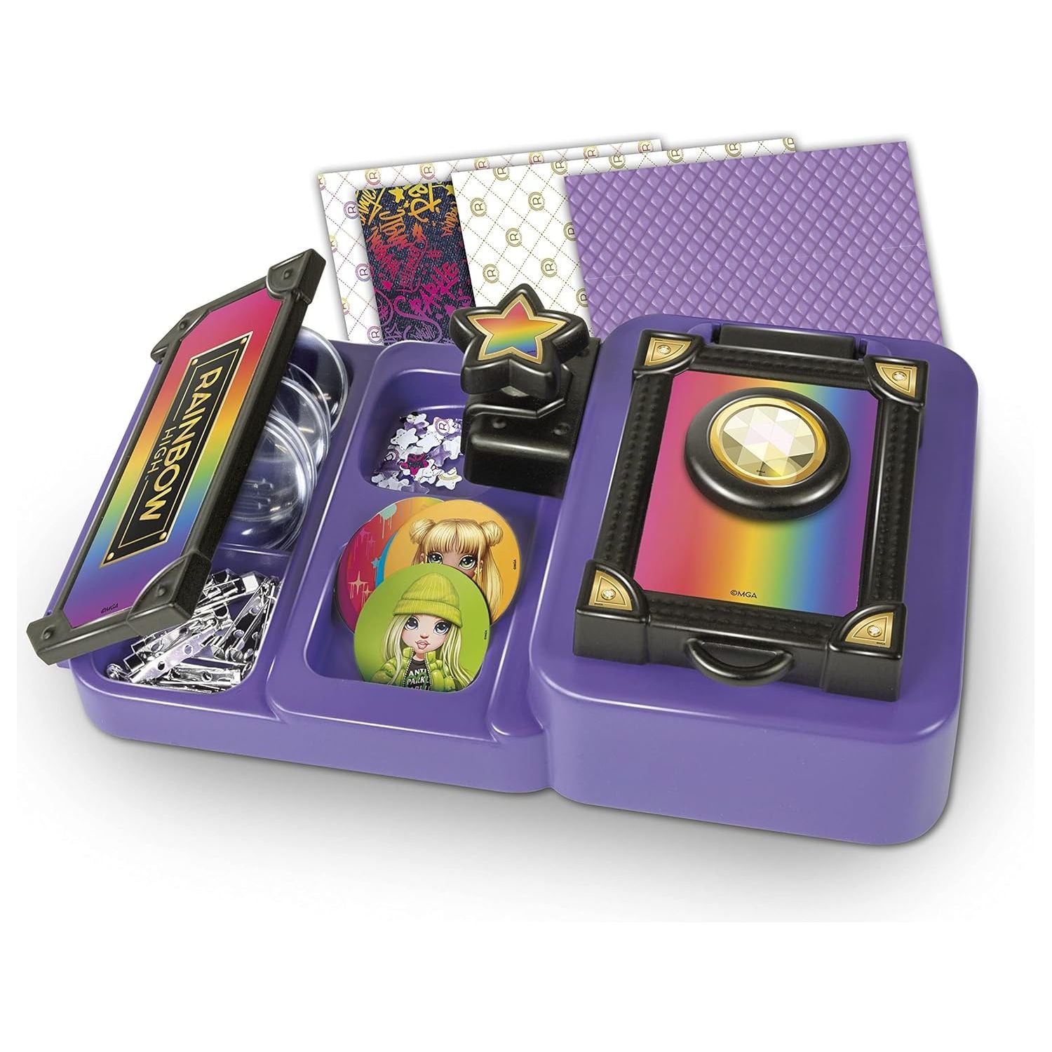 Clementoni - 18726 - Rainbow High Kreativspielzeug, Button-Maker, Anstecker