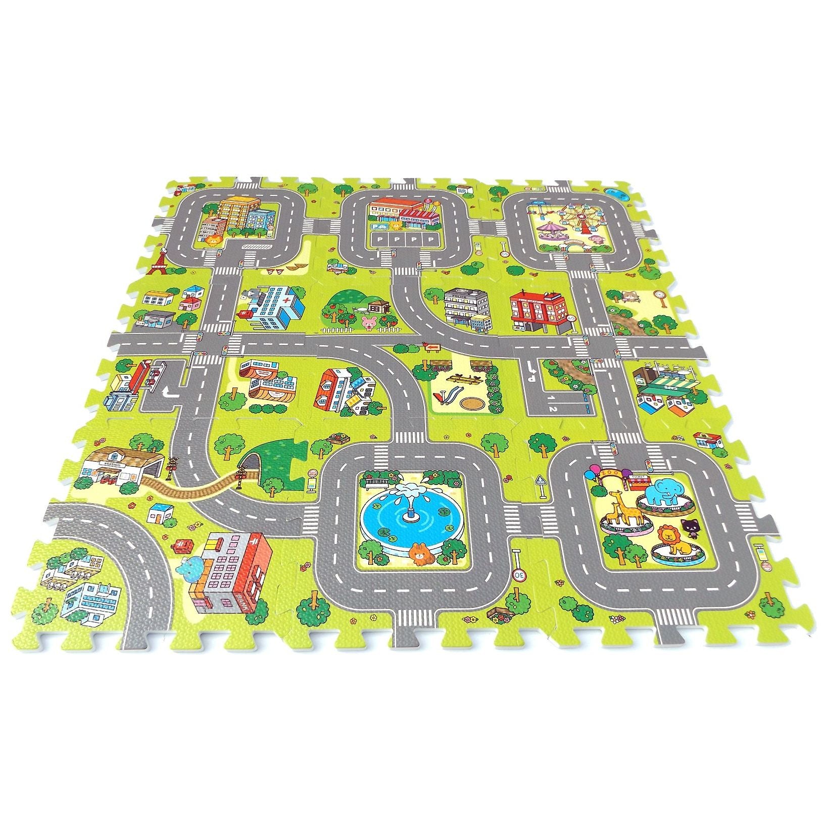 Stadt Puzzlematte, Schaumstoff Straßen Spielmatte, 9 tlg.