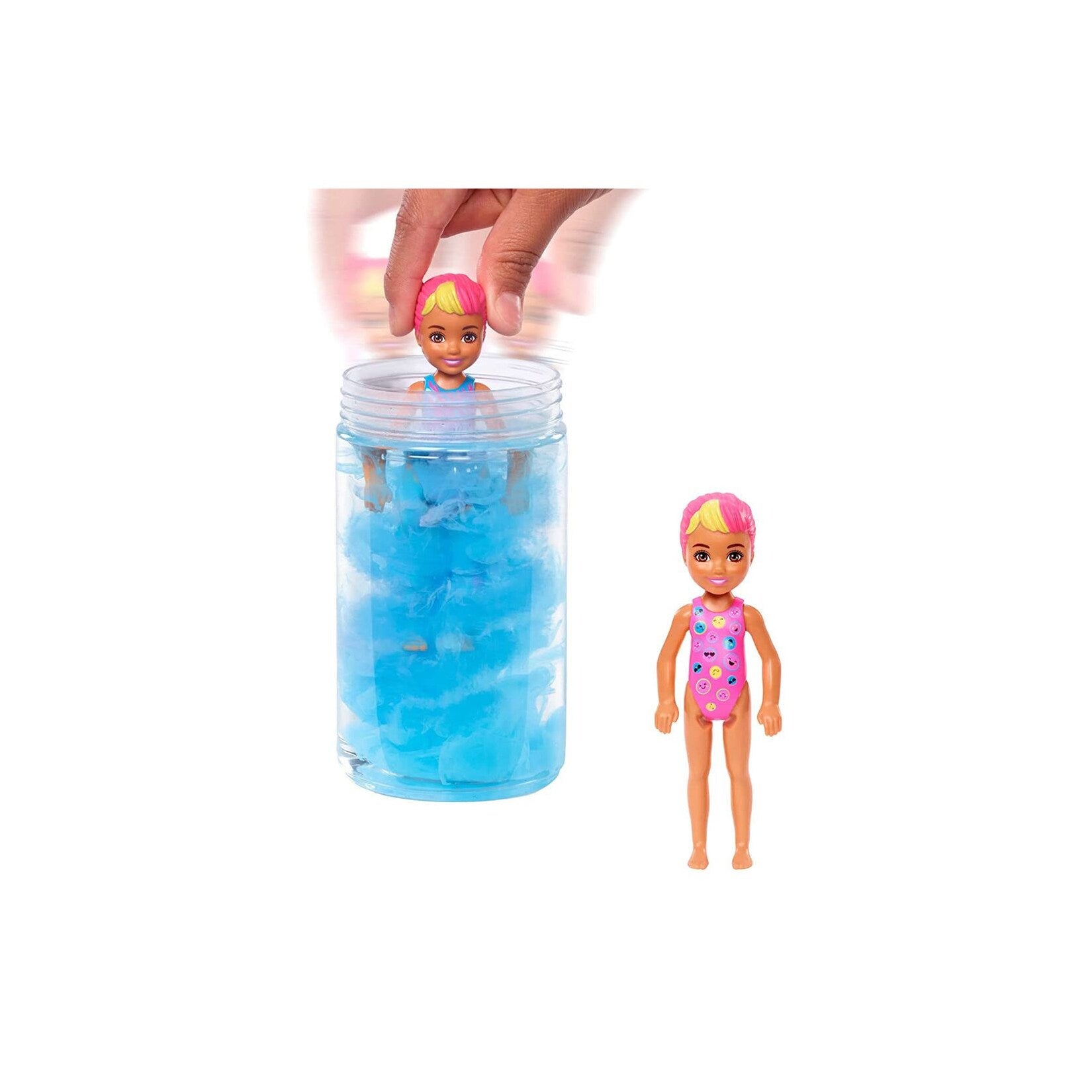 Mattel - Barbie - Chelsea - Color Reveal - Puppe mit Überraschungs-Zubehör, Neon Batik Serie