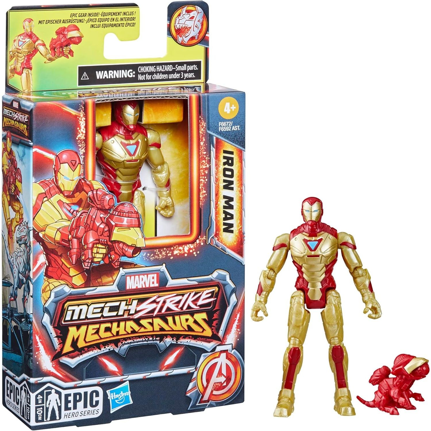 Hasbro F66725X21 - Marvel Mech Strike Mechasaurs Iron Man Actionfigur