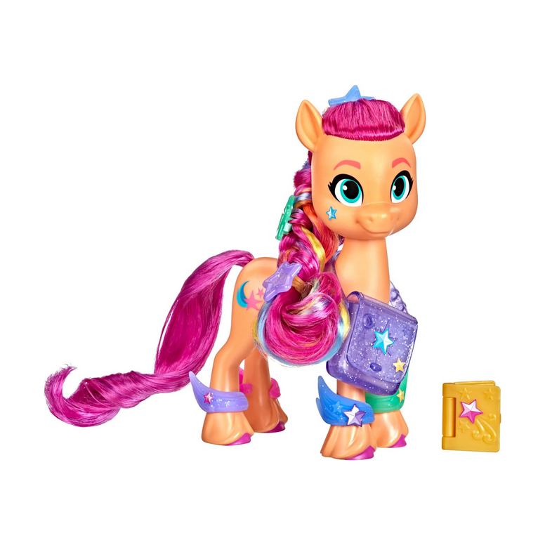 Hasbro - My little Pony: A New Generation Regenbogenmähne Sunny Starscout – 15 cm große, orangefarbene Ponyfigur mit Regenbogen-Zopf und 17 Accessoires