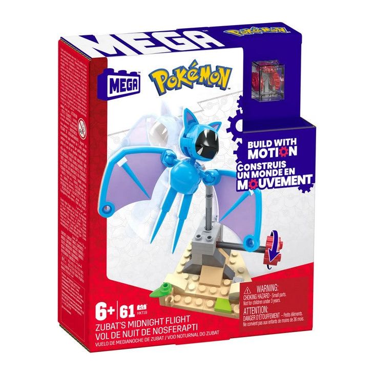 Mattel HKT19 - Pokemon - Mega Blocks - Bausatz, 61 Teile, Zubats Mitternachtsflug