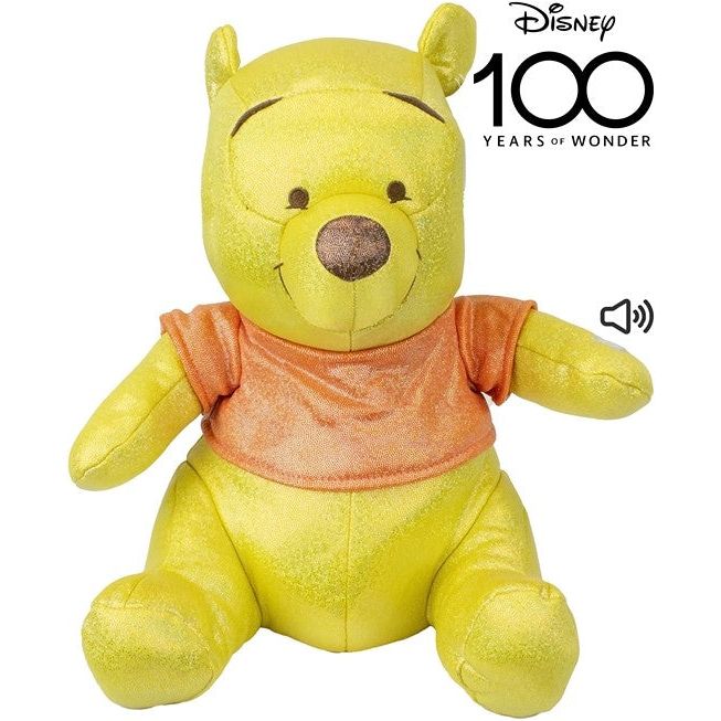 Disney 100th Anniversary die Plüschhelden Tigger, Winnie Pooh, Simba, Dumbo oder Pluto in Glitzer mit Sound 32cm