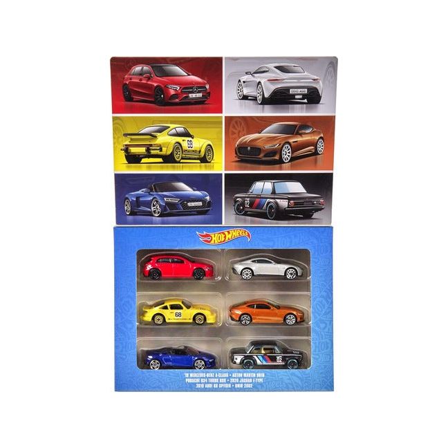 Mattel HLK51 - Hot Wheels Spielzeugautos 6er Pack European Car Culture