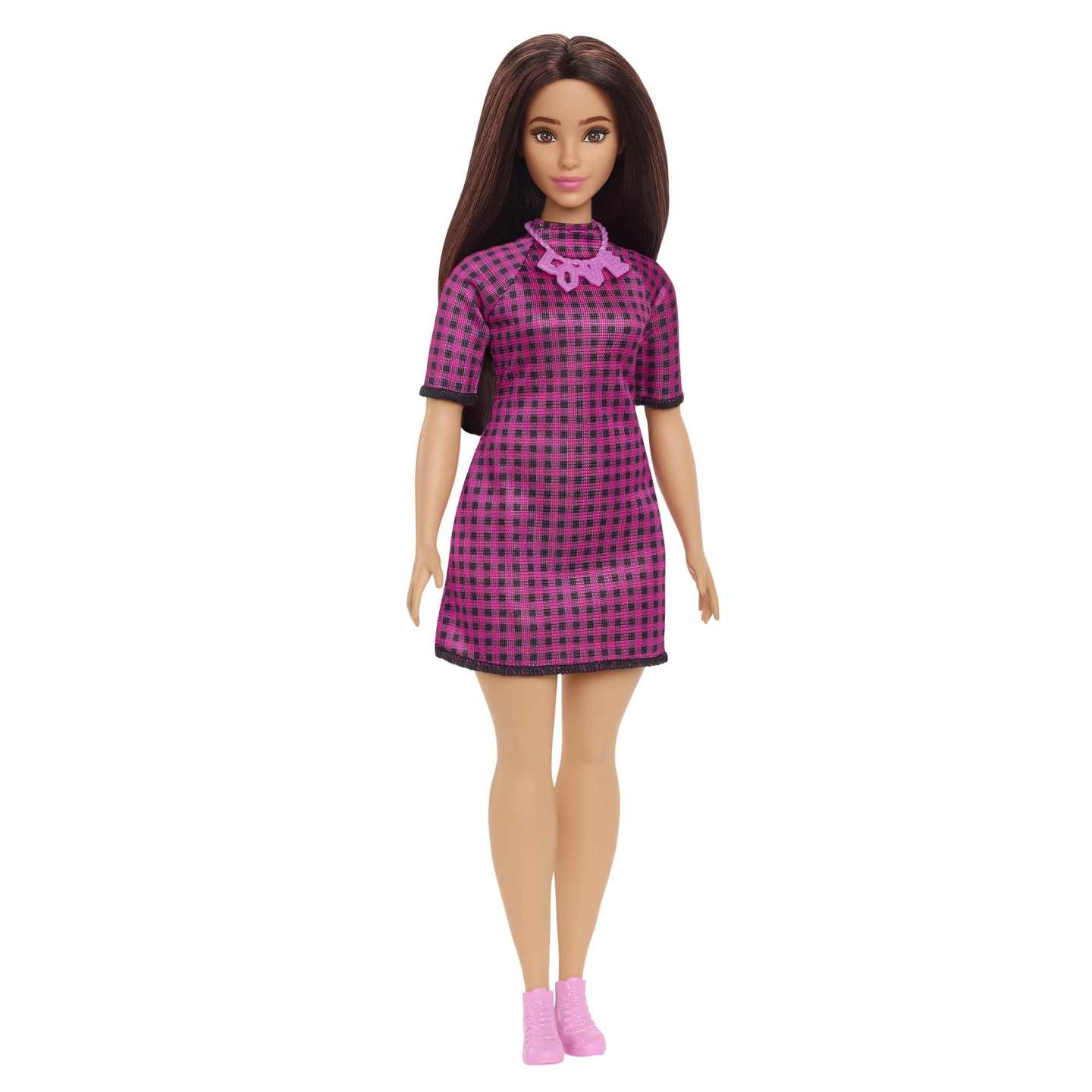 Mattel - Barbie Fashionistas Puppe Im Pink-Schwarz-Karierten Kleid