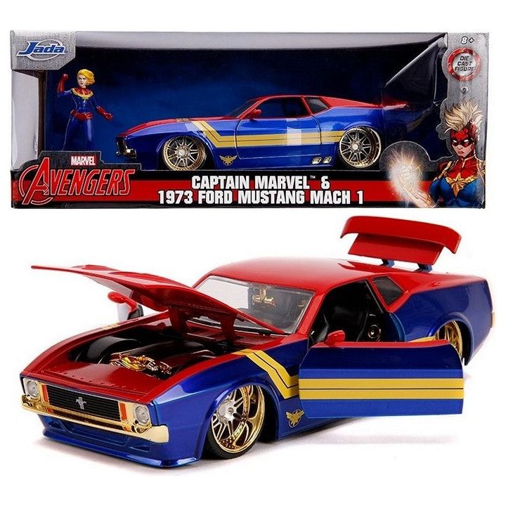 Jada Metals Marvel Captain Marvel & Ford Mustang - Modellauto inkl. Figur