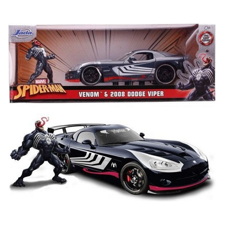 Jada Metals Marvel Venom & 2008 Dogde Viper 1 - Modellauto inkl. Figur