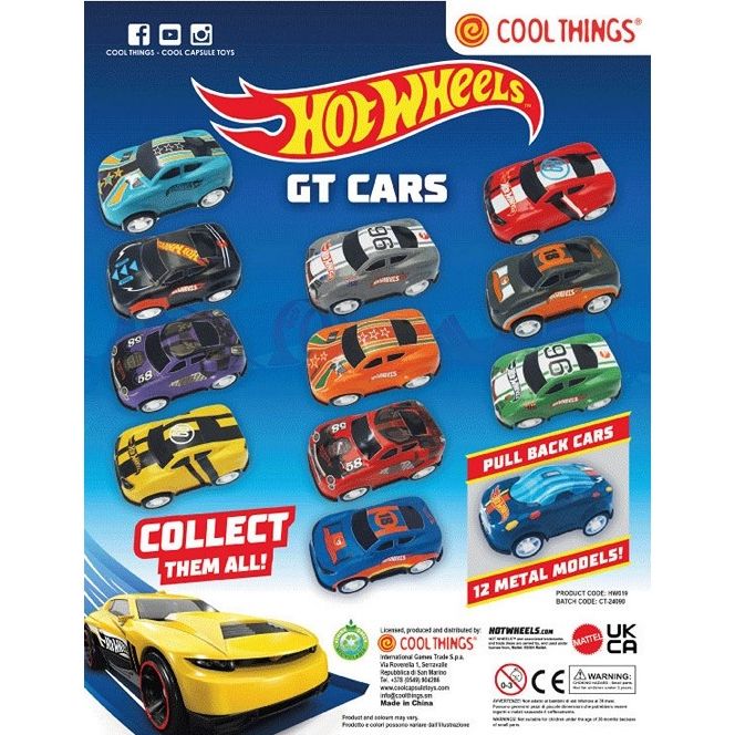 Mattel - HW019 - Hot Wheels Metal GT-Autos in Kapsel (Blindbag), Spielzeugauto mit Pull back