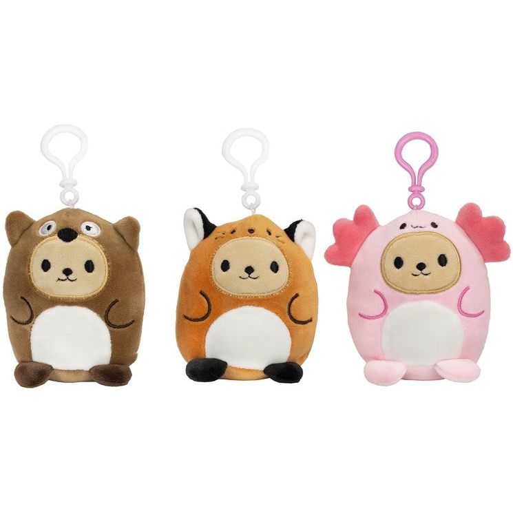 Kawaii - Plüsch Schlüsselanhänger Bär im Tierkleid, 6 zum Sammeln und Tauschen, 10 cm