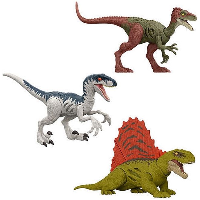 Mattel - Jurassic World - Extreme Damage Dinosaurier - Velociraptor, Coelurus oder Dimetrodon