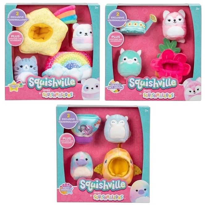 Squishmallows - SQM0057R - Squishville - Weiches Plüsch-Spielset, Mini-Plüsch-Squishmallows