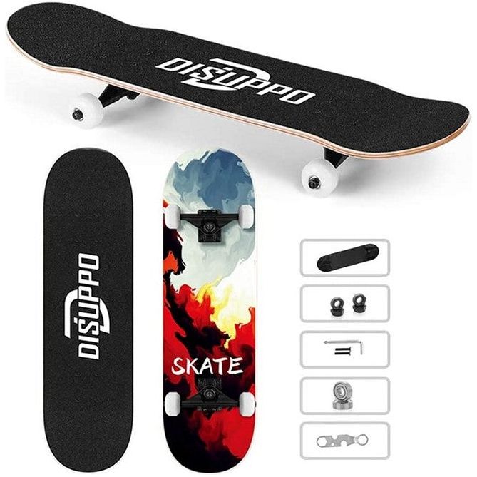 Disuppo - Skateboard "Skate"+ Rucksack 80cm, Outdoor