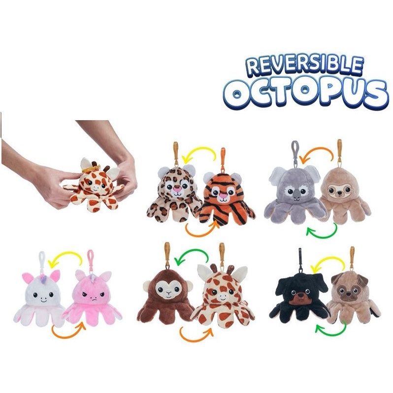 Reversible Octopus Schlüsselanhänger in verschiedenen Kuscheltiervarianten - zeig deine Stimmung