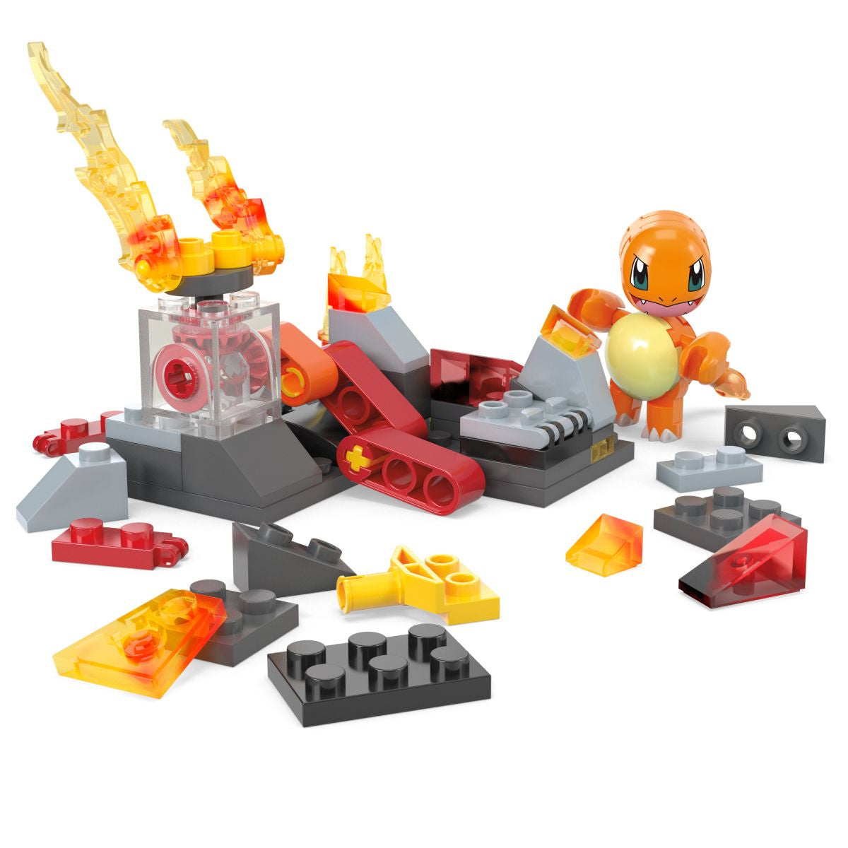 Mattel - HTH86 - Mega - Pokémon - Glumandas  feurige Drehung, Bausatz, 81 Teile