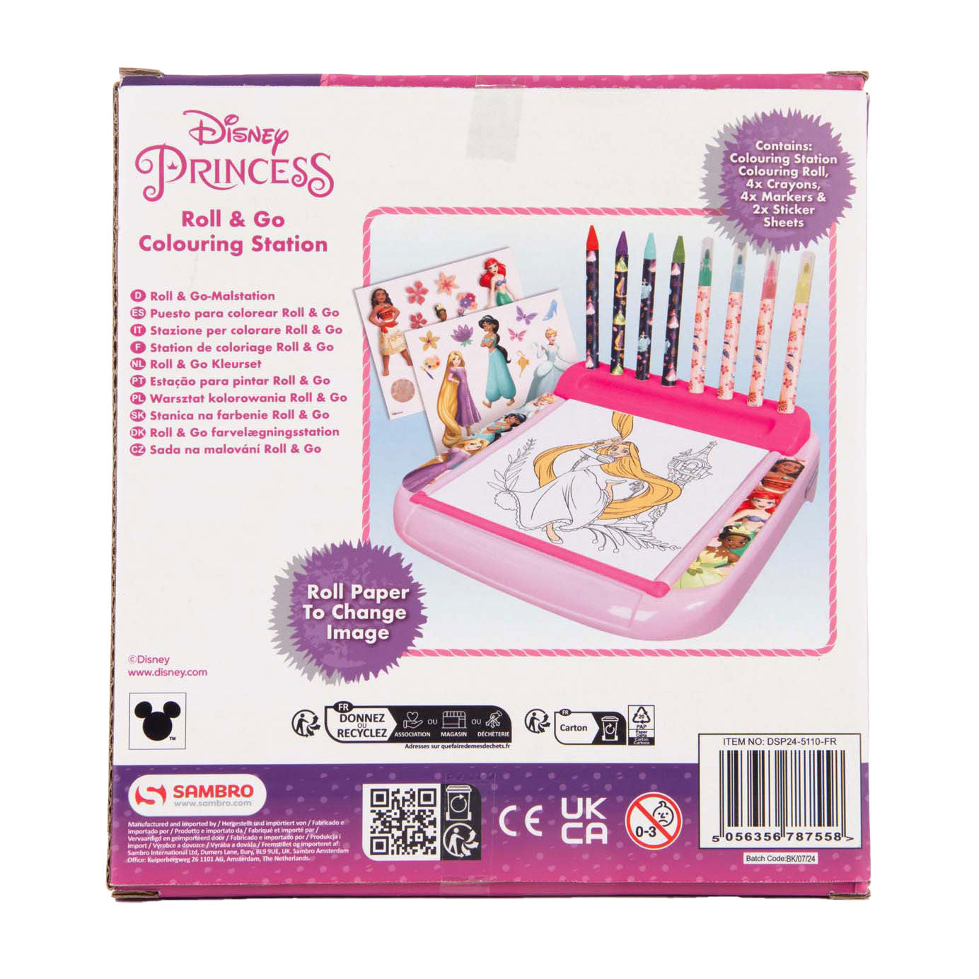 Sambro - DSP24-5110-FR - Disney Princess Roll & Go Colouring Station, Mal- und Bastelset
