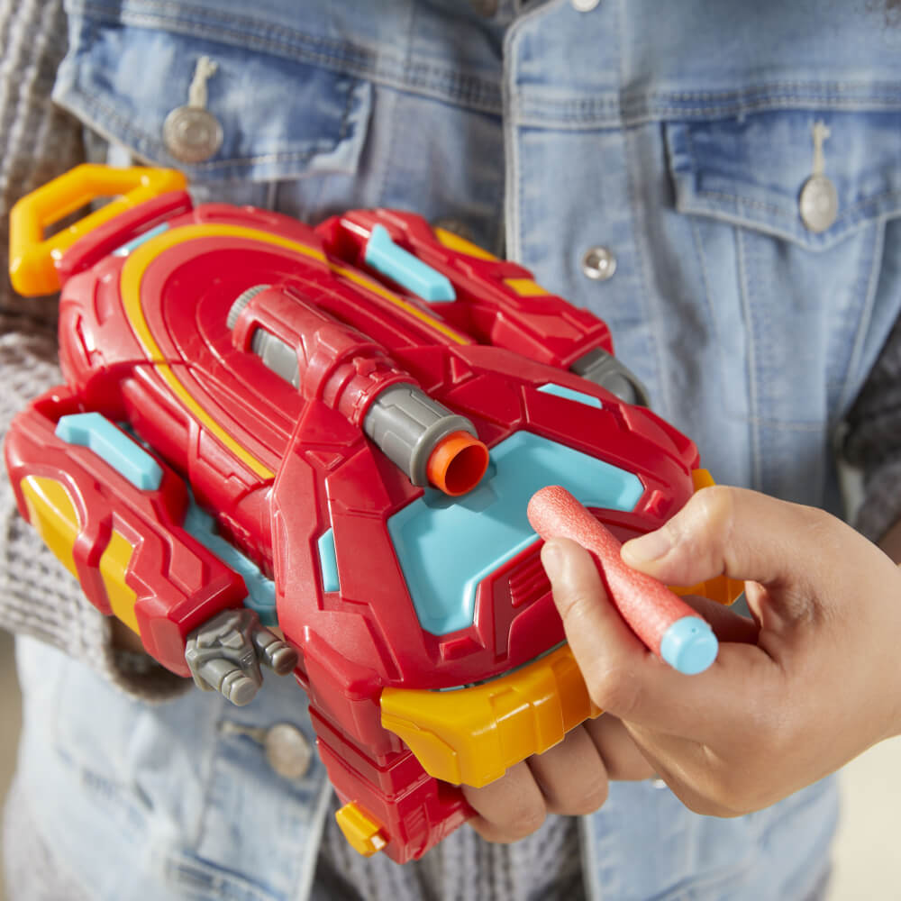 Hasbro - Marvel - Avengers Mech Strike Rollenspiel Iron Man Strikeshot, Handschuh, Superheld Spielzeug mit 3 NERF Projektilen