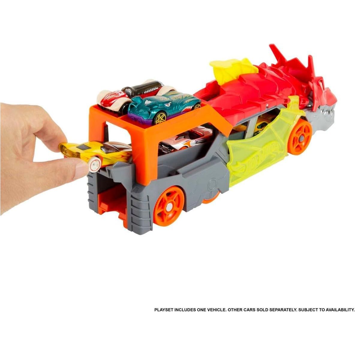 Mattel - GTK42 - Hot Wheels - City - Drachen Starter-Transporter mit einen Fahrzeug 1:64