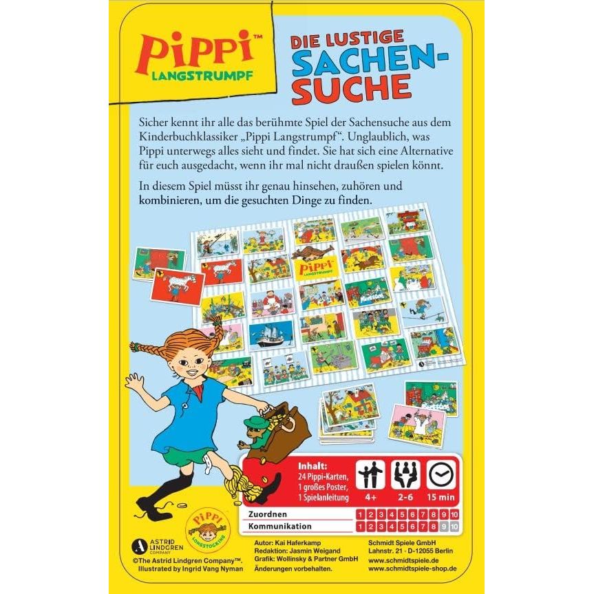 Schmidt - 51448 - Pippi Langstrumpf Mitbringspiel in Metalldose, Die lustige Sachensuche