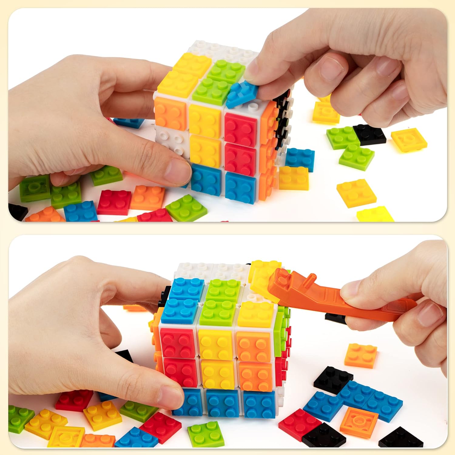 3 x 3 Bausteine Zauberwürfel - 60 Klemmbausteine