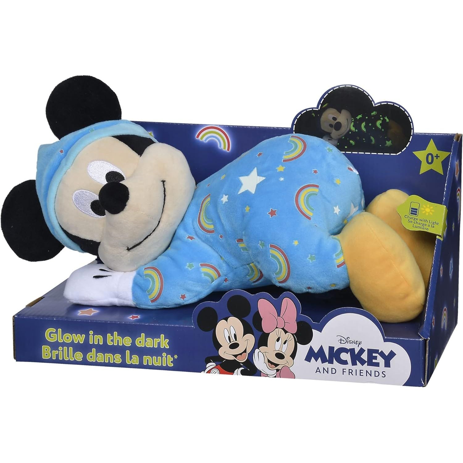 Mickey Maus Kuscheltier Baby im Strampler 30 cm - Glow in the Dark