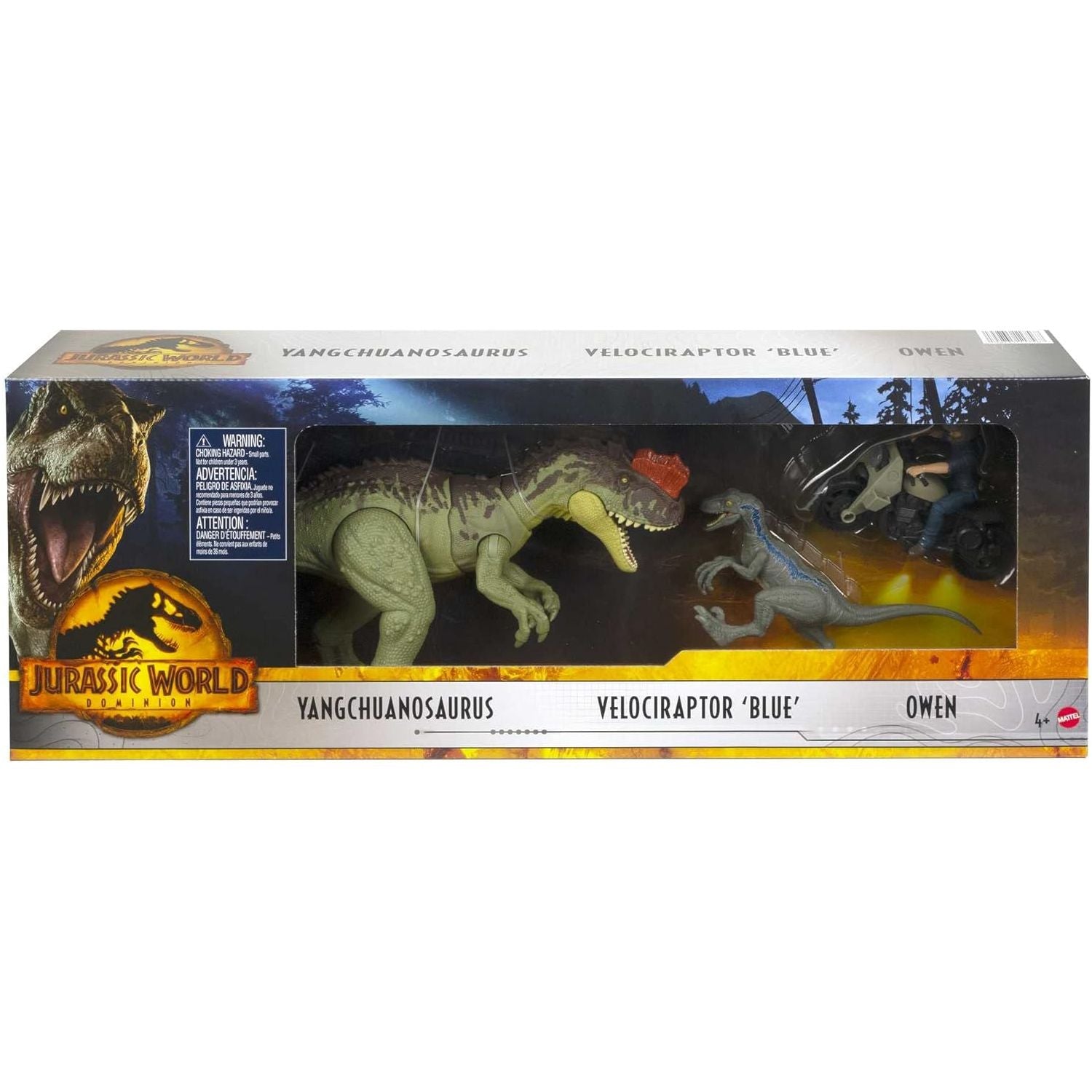 Mattel - Jurassic World - HLP79 - Set Yangchuanosaurus - Velociraptor Blue - Owen
