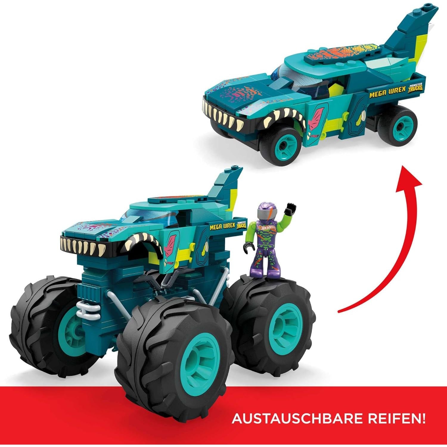 Mattel HDJ95 - Hot Wheels - Mega Construx - Mega-Wrex, Bauset mit 187 Teile