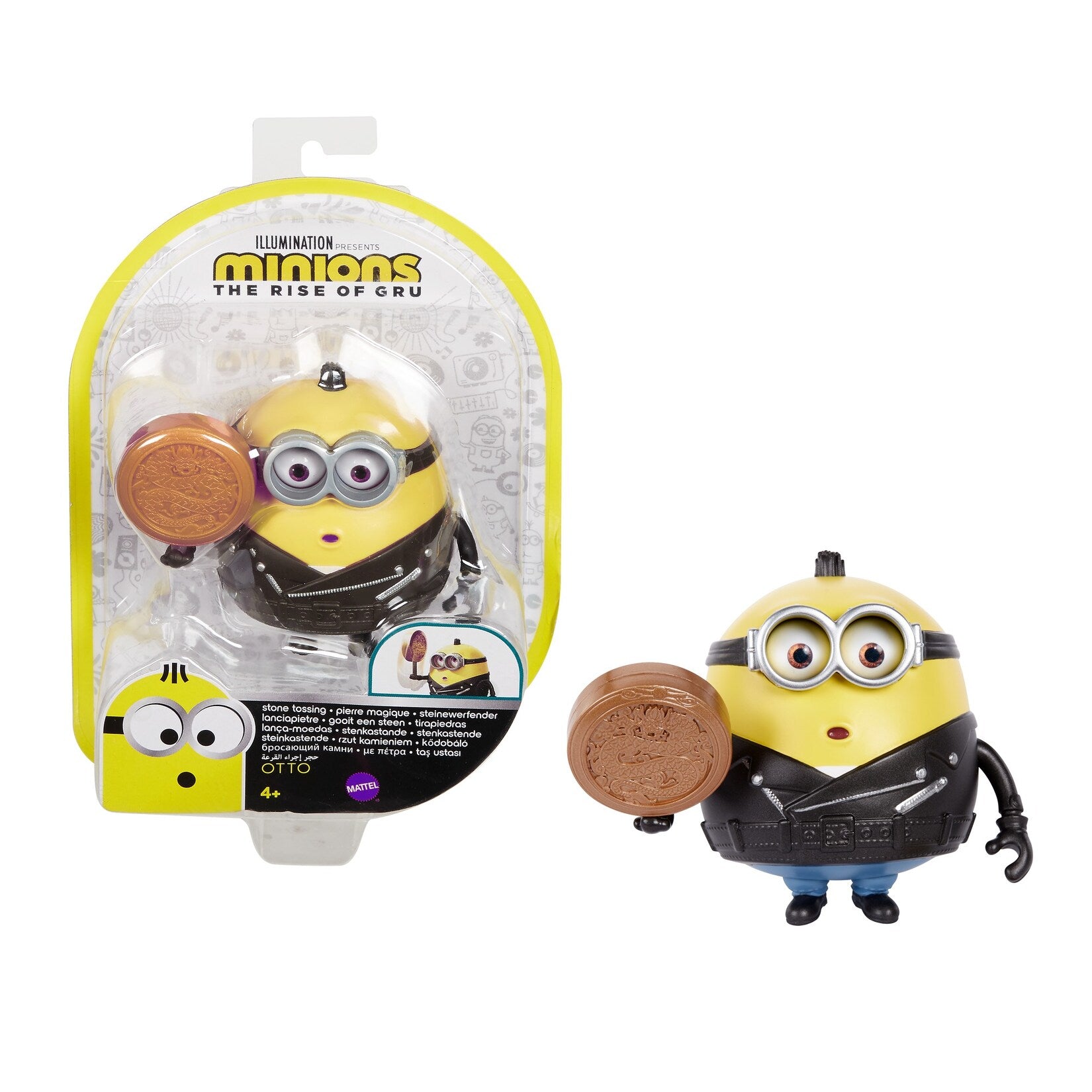 Minions - ,,Minions: Auf der Suche nach dem Mini-Boss" Otto Actionfigur, ca. 10 cm, Filmfigur-Spielzeug mit Stein