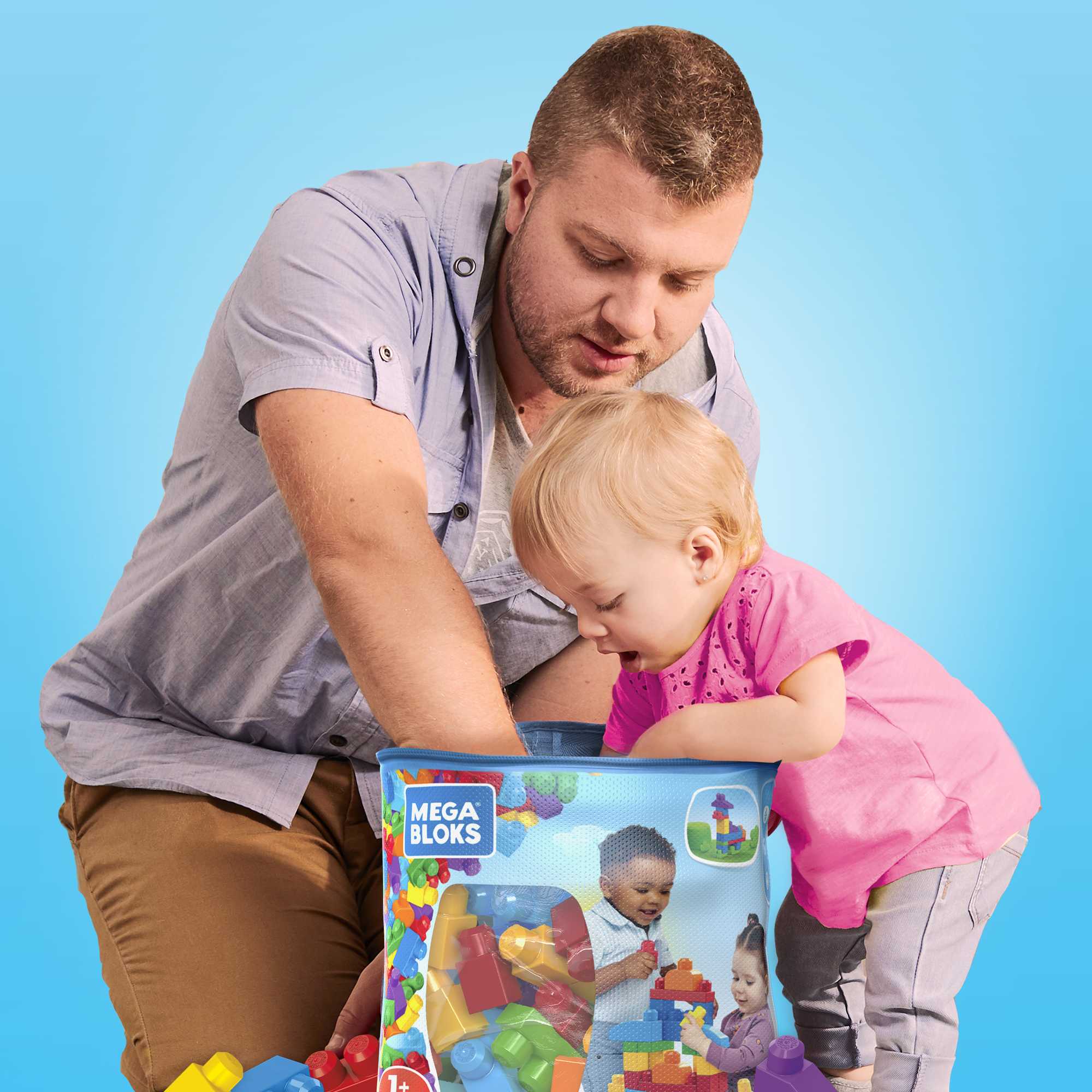 Mattel - Mega Bloks - Fisher-Price - First Builders - Bausteinebeutel, 60 Bausteine