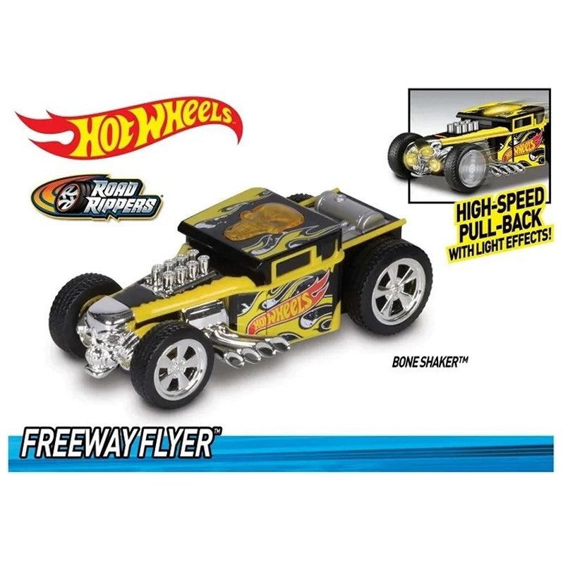 Hot Wheels - Freeway Flyer Bone Shaker Pull back & Light, Spielzeugauto