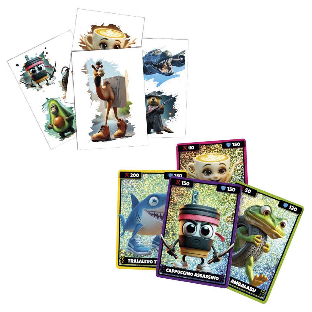 Kidz Brainrot - K02BRO03 - Blindbag 4 holografische Karten und 4 Tattoos, Sammelkarten