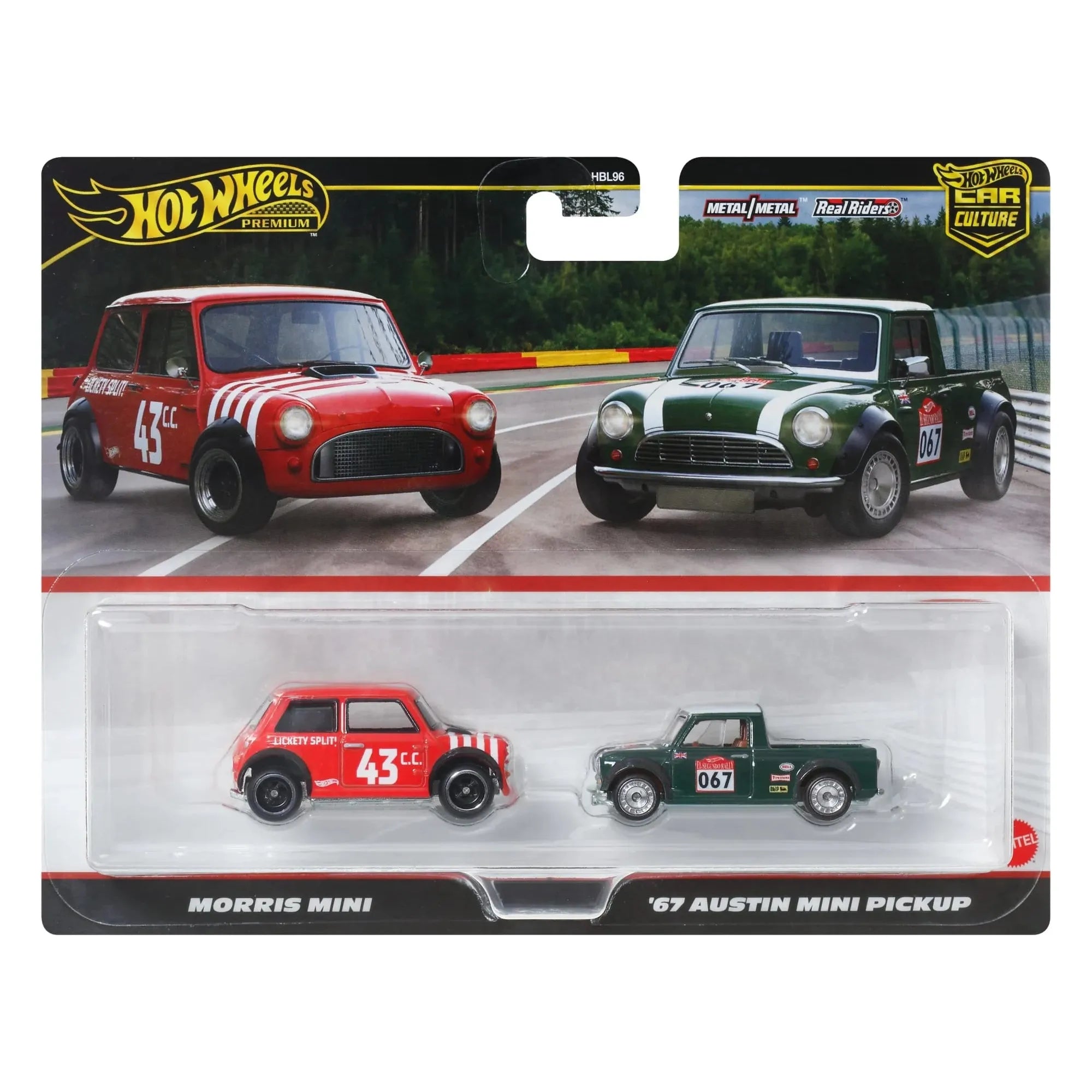 Mattel - JBK97 - Hot Wheels Premium Car Culture im 2er-Pack – Morris Mini und Austin Mini Pick-Up von 1967